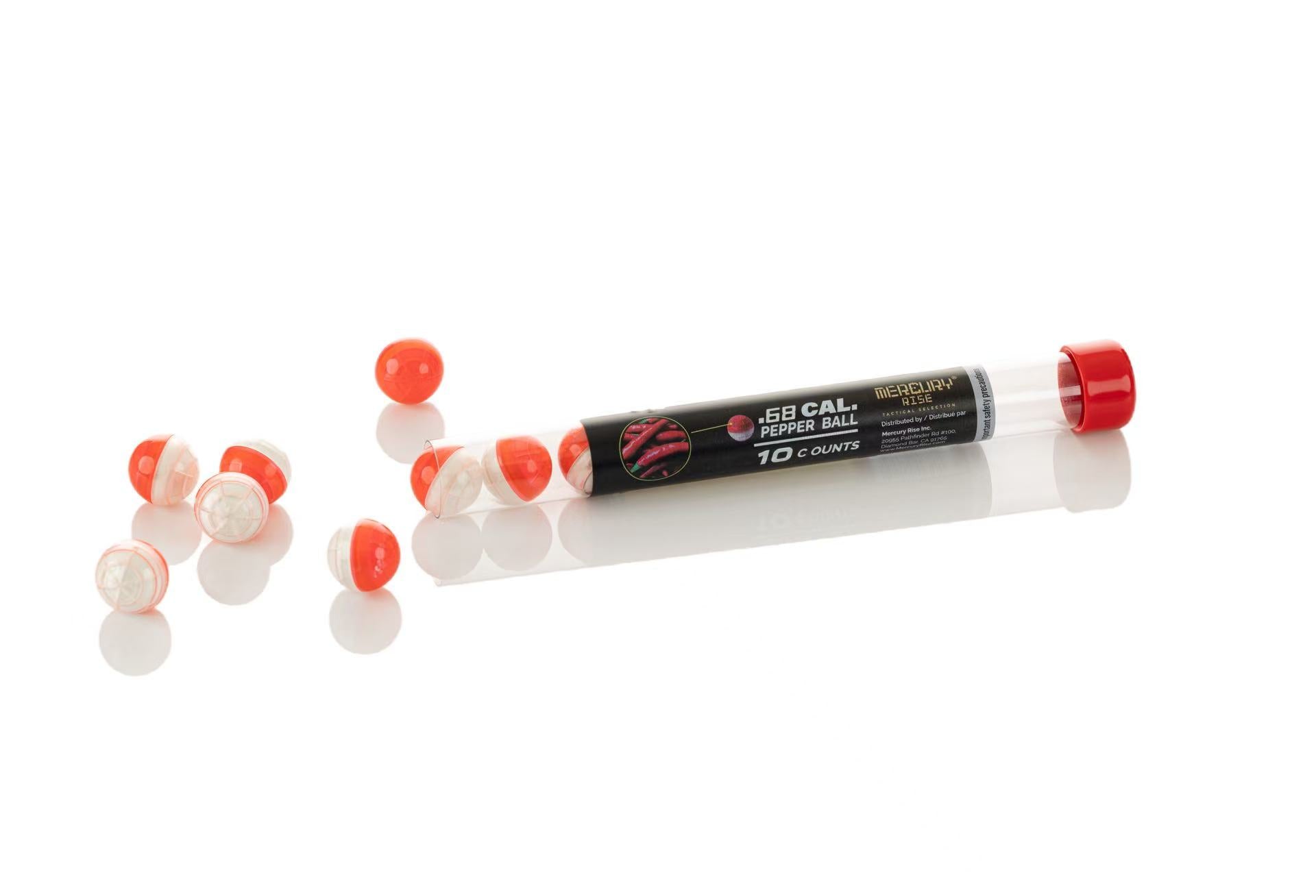 Mercury Rise Self Defense .68 Cal Pepper Ball Ammo for Training Pistol Paintball Gun (10 Counts Per Tube)
