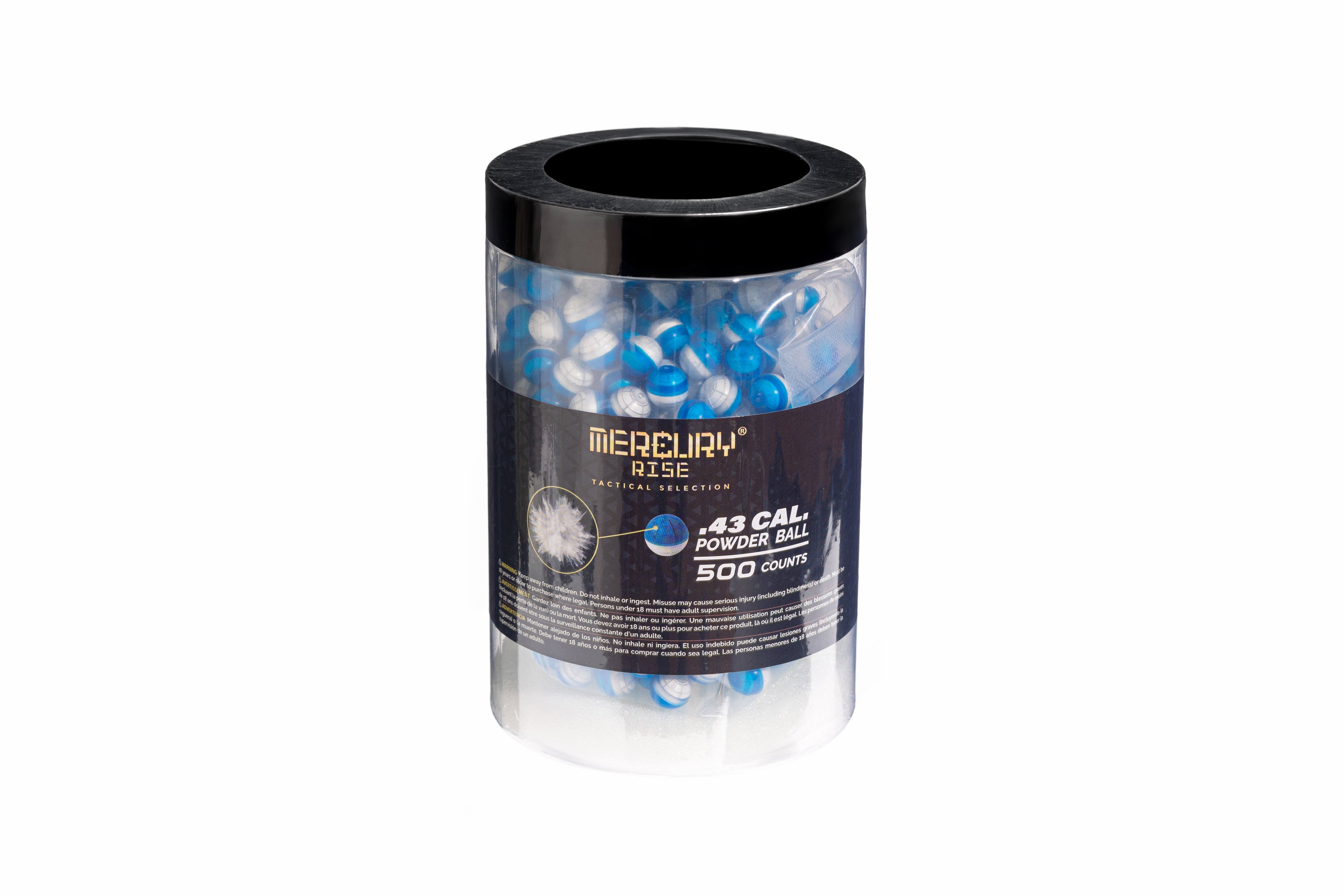 (Licensed Wholesaler) Mercury Rise Self Defense Powder Ball Ammo for Training Pistol Paintball Gun (500 Counts Per Jar)