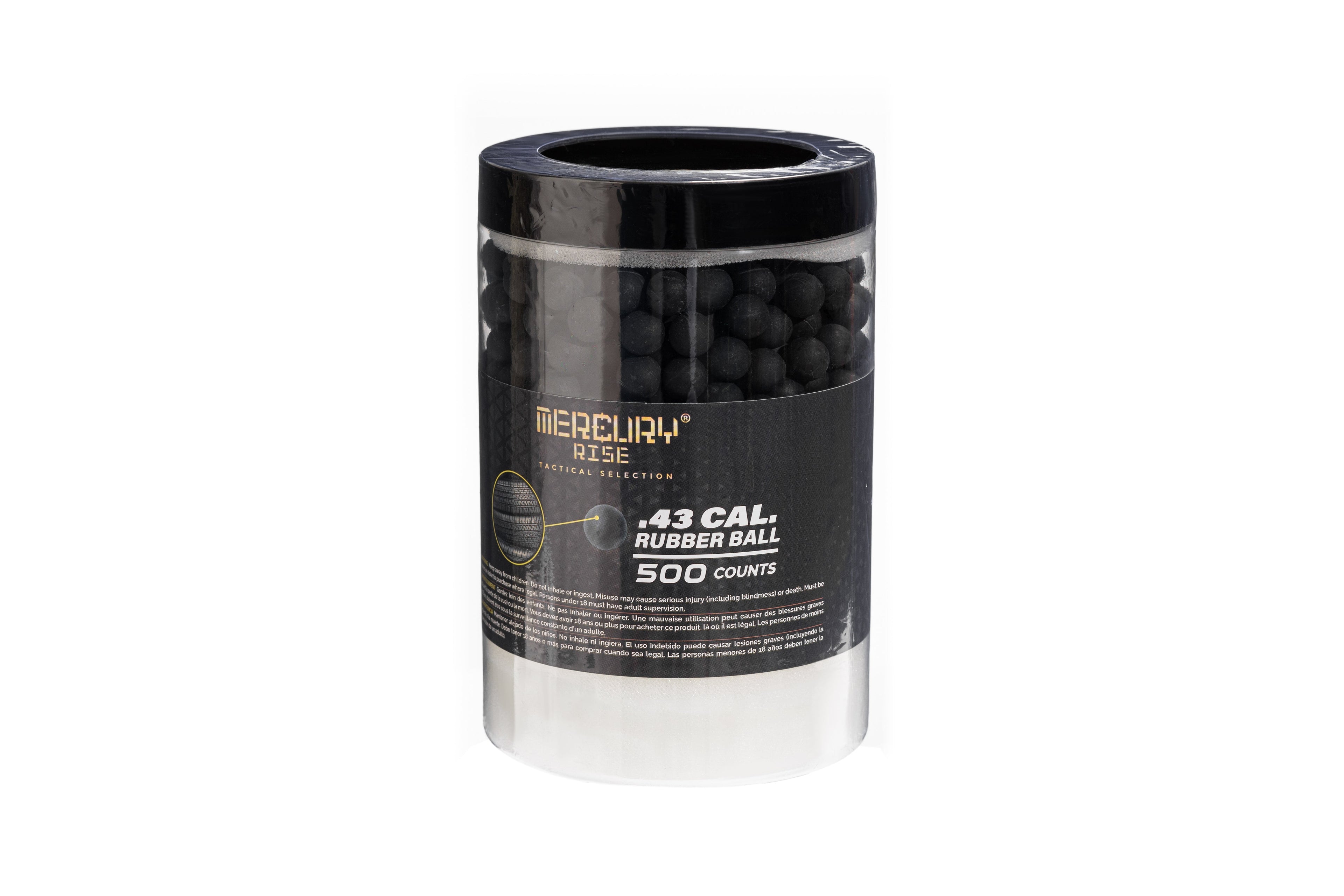 (Licensed Wholesaler) Mercury Rise Self Defense TPE Rubber Ball Ammo for Training Pistol Paintball Gun (500 Counts Per Jar)