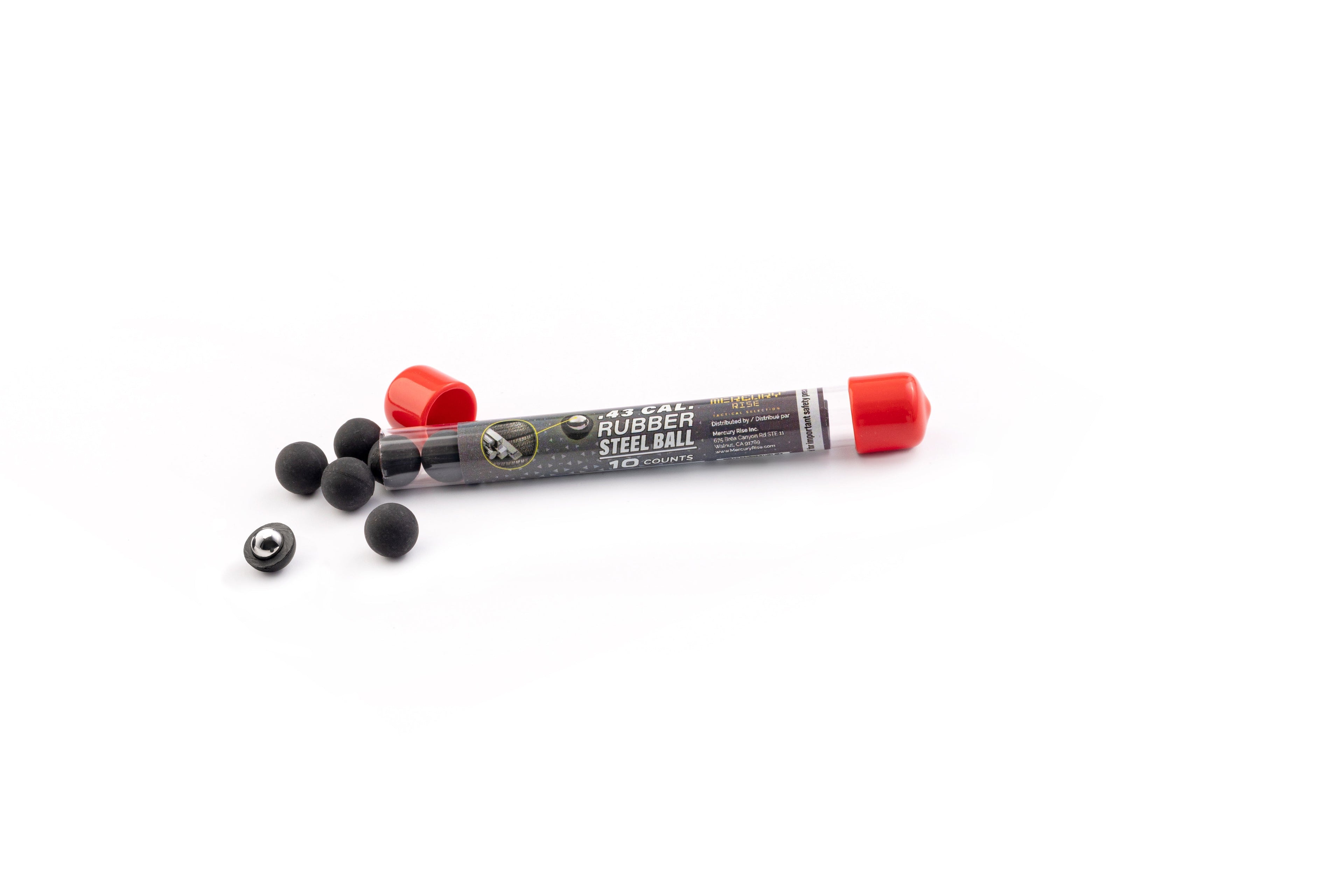 (Licensed Wholesaler) Mercury Rise Self Defense TPE Rubber Steel Ball Ammo for Training Pistol Paintball Gun (10 Counts Per Tube)