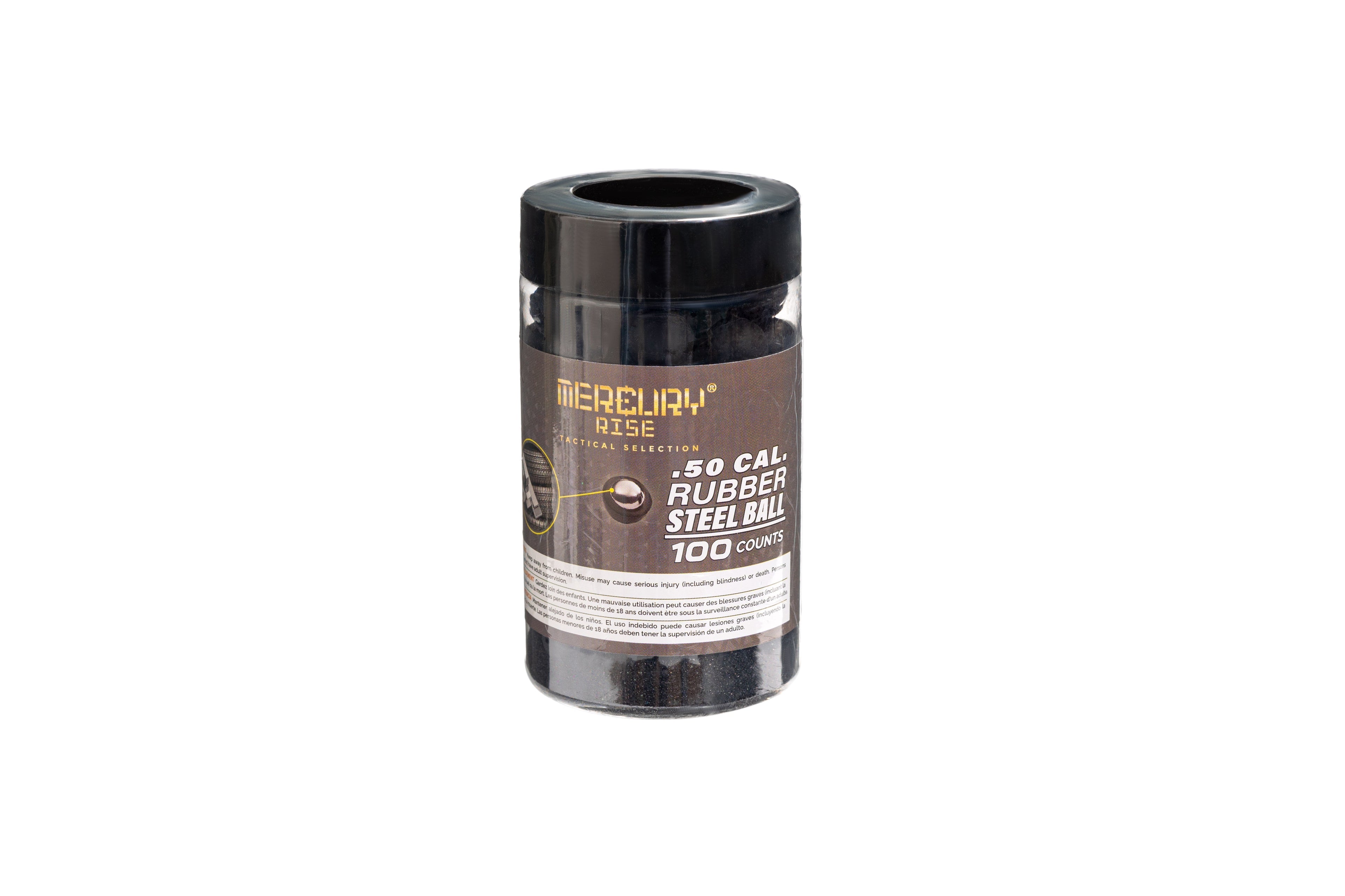 Mercury Rise Self Defense .50 Cal Rubber Steel Ball Ammo for Training Pistol Paintball Gun (100 Counts Per Jar)