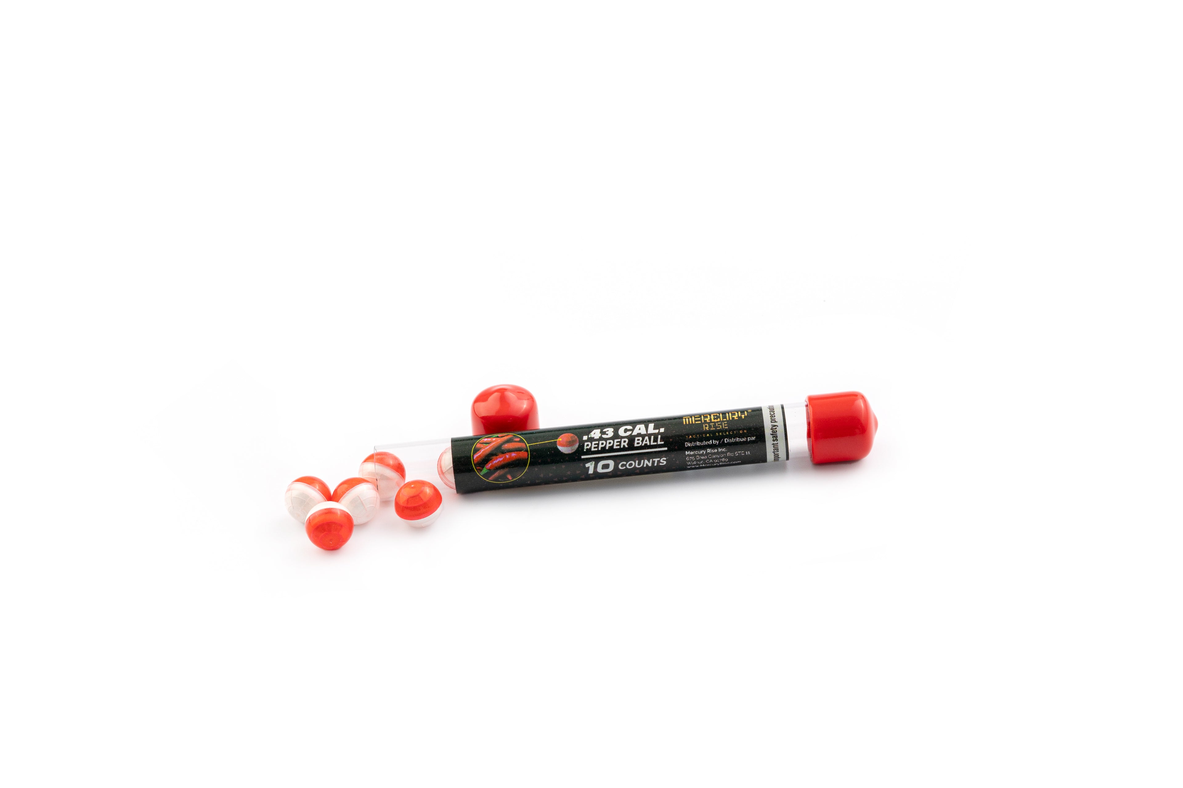Mercury Rise Self Defense .43 Cal Pepper Ball Ammo for Training Pistol Paintball Gun (10 Counts Per Tube)