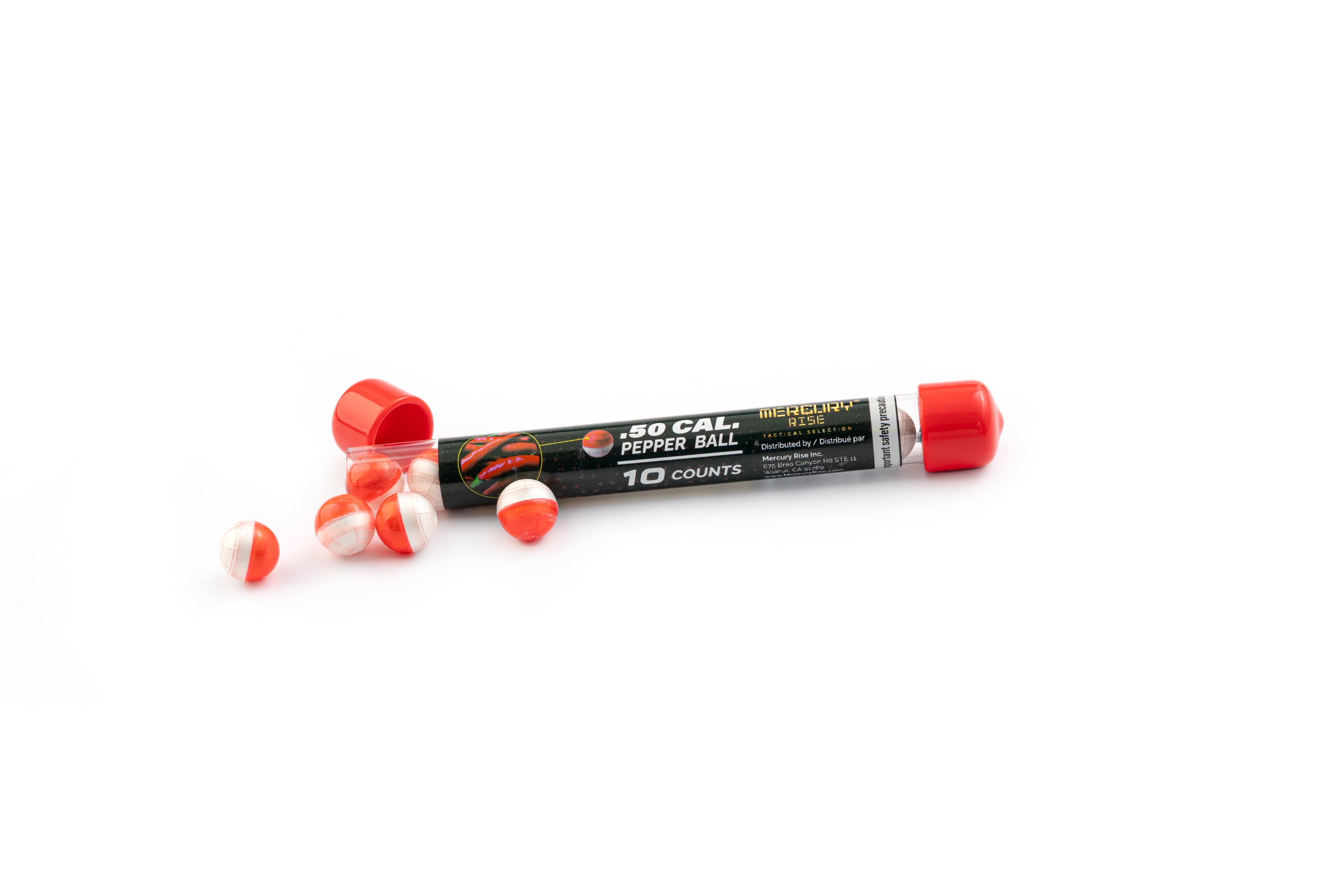 Mercury Rise Self Defense .50 Cal Pepper Ball Ammo for Training Pistol Paintball Gun (10 Counts Per Tube)