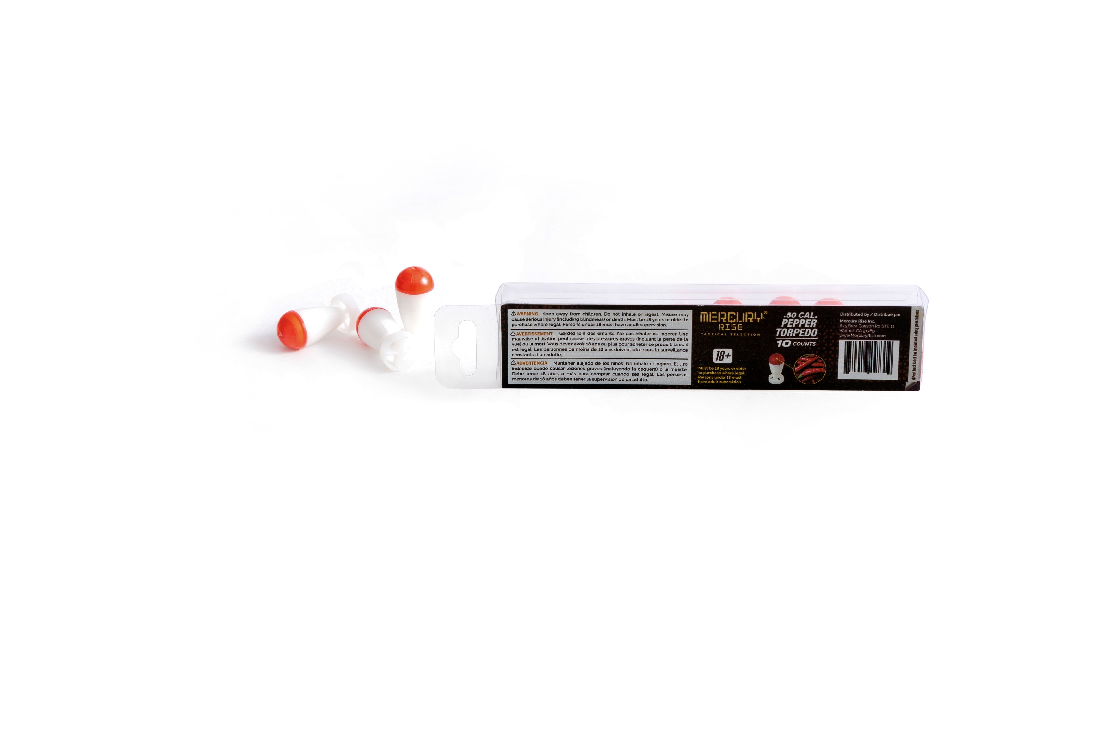 Mercury Rise Self Defense .50 Cal Pepper Torpedo Ammo for Torpedo Revolver Pistol Paintball Gun (10 Counts Per Box)