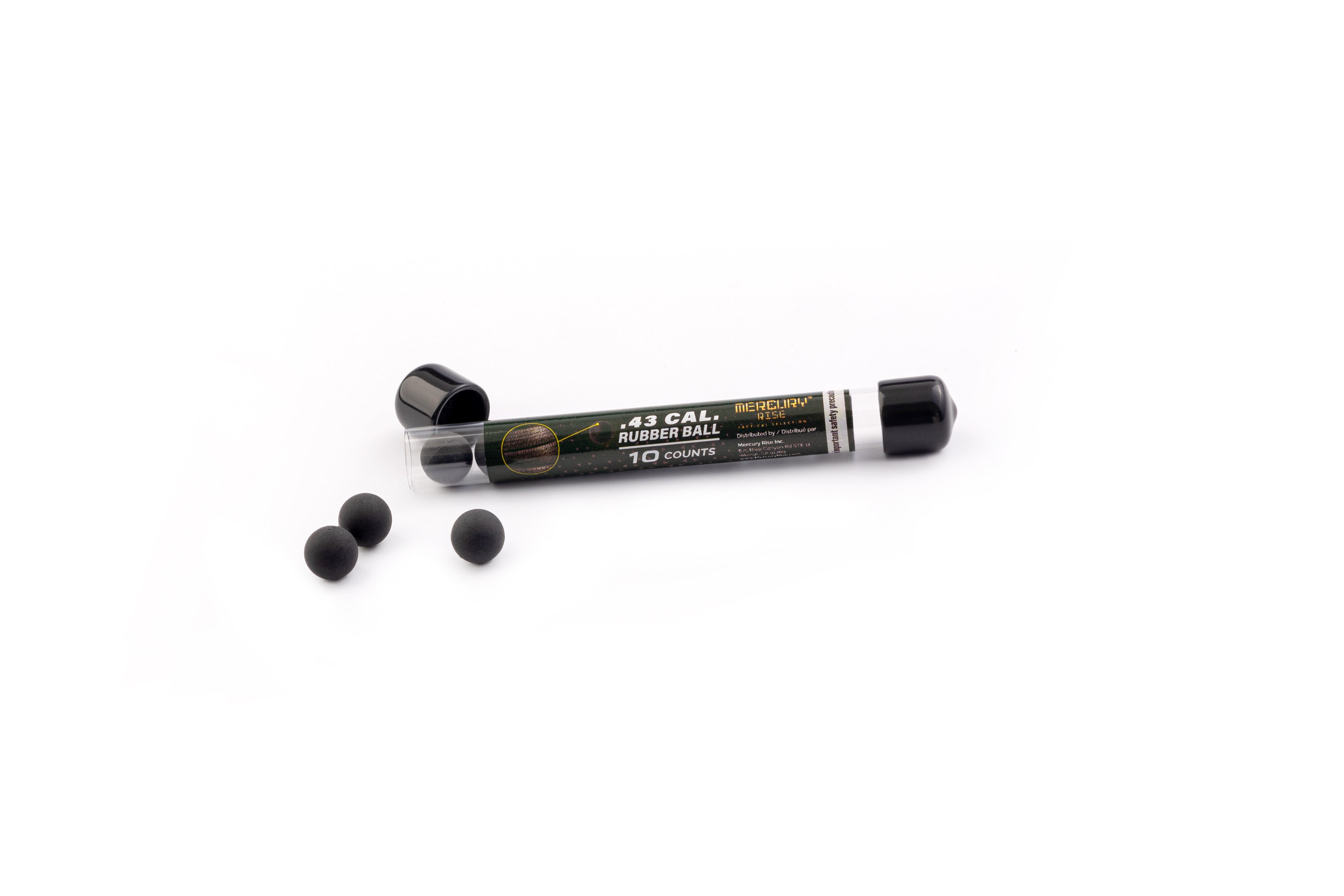 Mercury Rise Self Defense .43 Cal TPE Rubber Ball Ammo for Training Pistol Paintball Gun (10 Counts Per Tube)