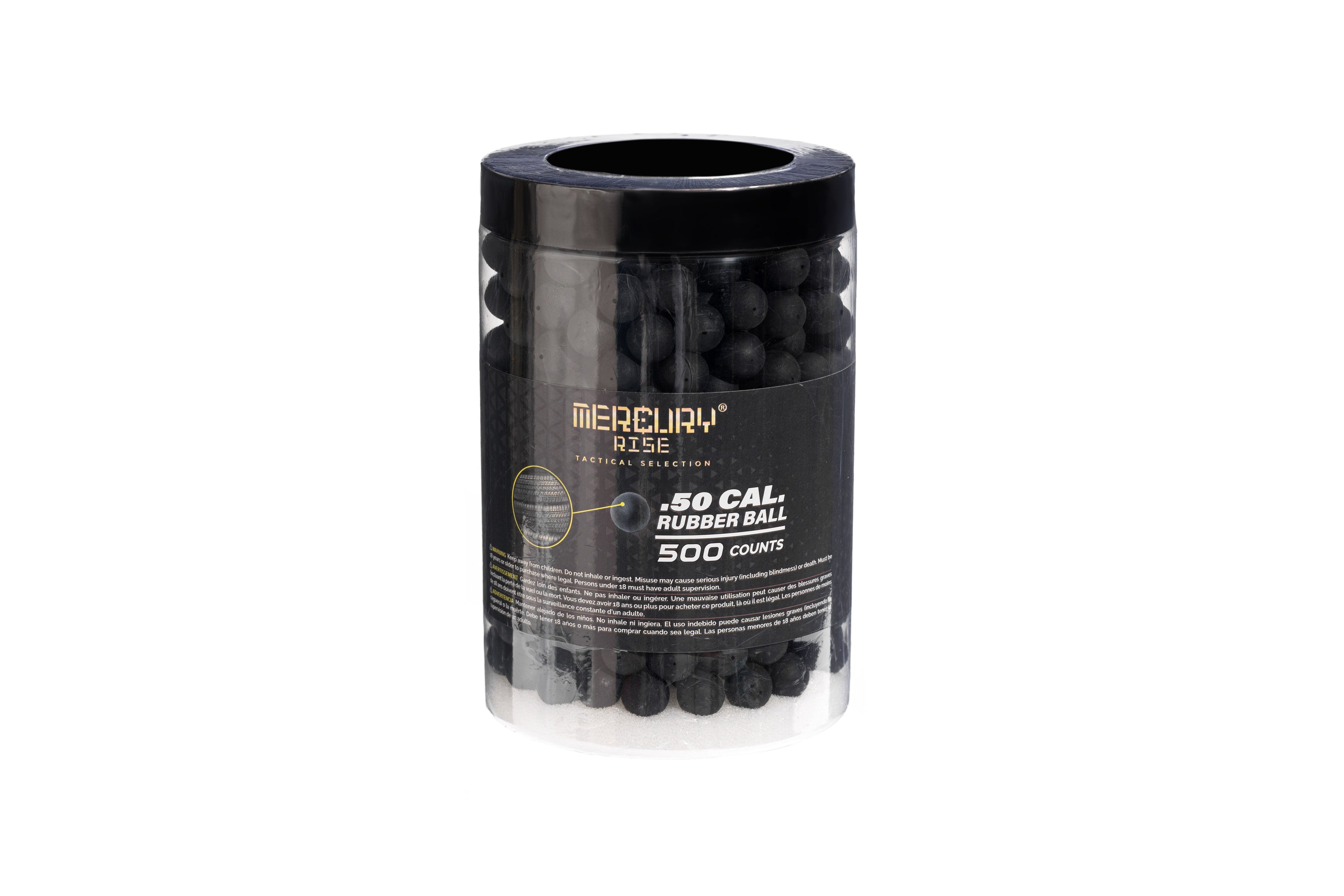 Mercury Rise Self Defense .50 Cal TPE Rubber Ball Ammo for Training Pistol Paintball Gun (500 Counts Per Jar)