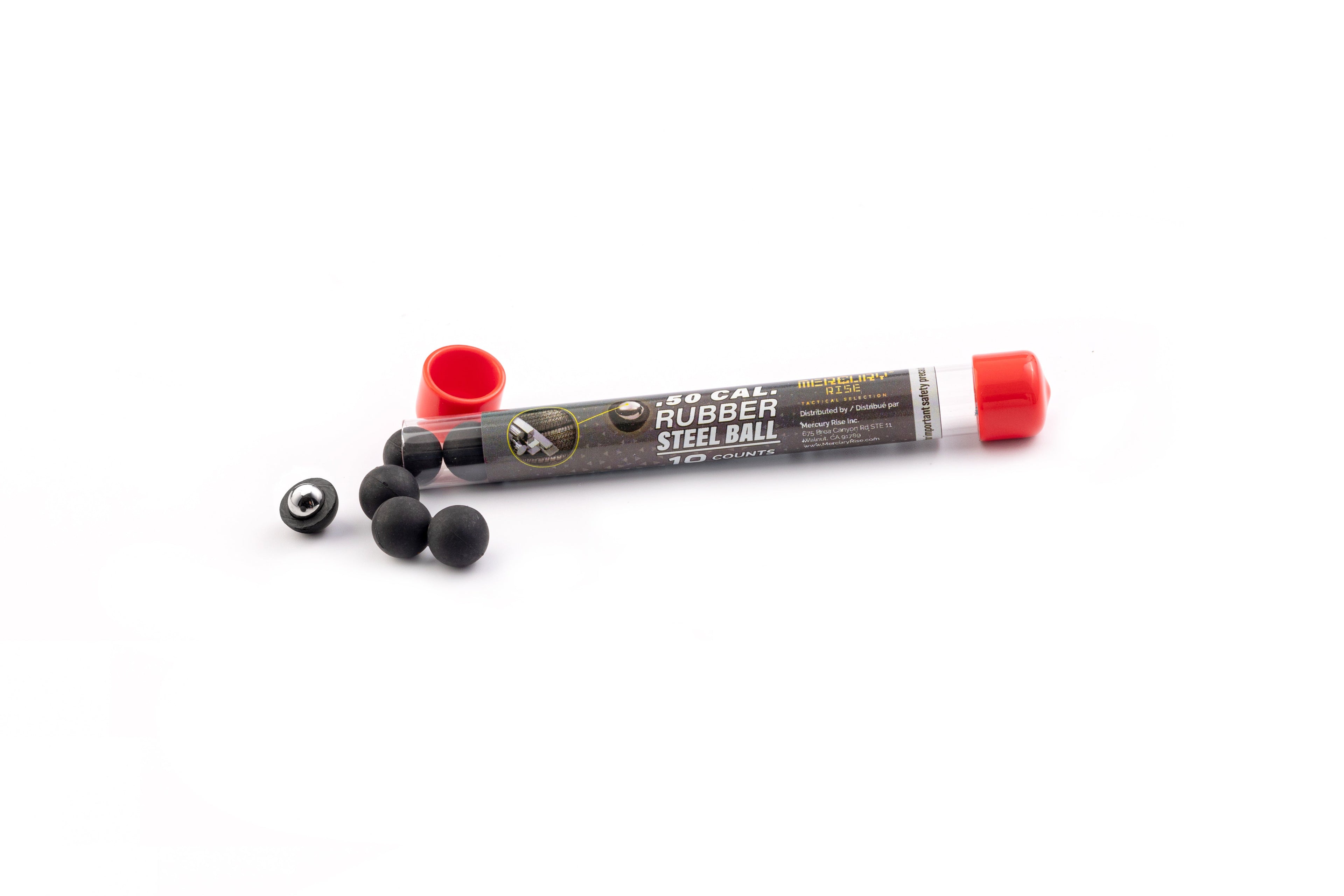 Mercury Rise Self Defense .50 Cal TPE Rubber Steel Ball Ammo for Training Pistol Paintball Gun (10 Counts Per Tube)