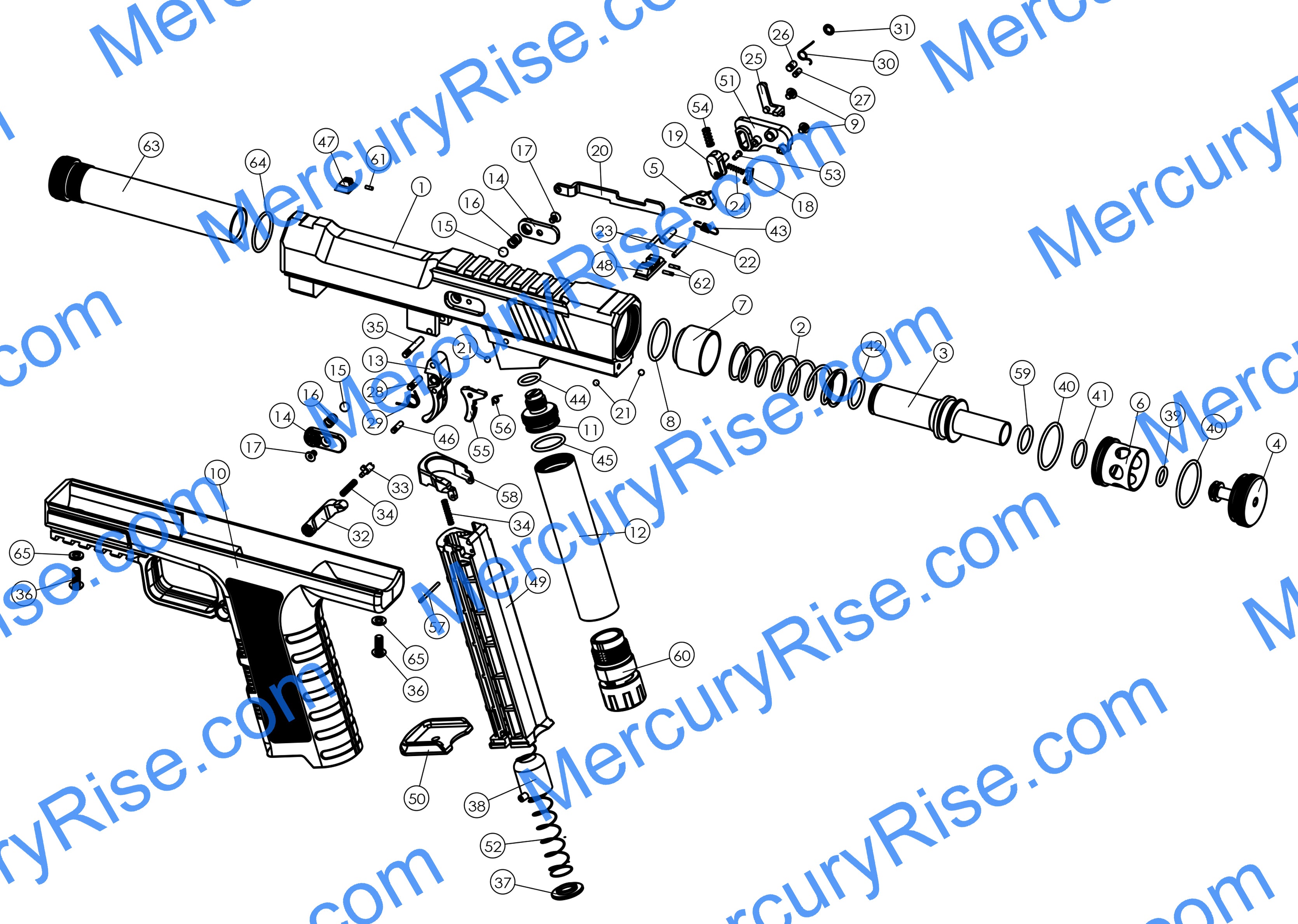 Mercury Rise IntruBuster .68 Caliber Training Pistol Replacement Parts