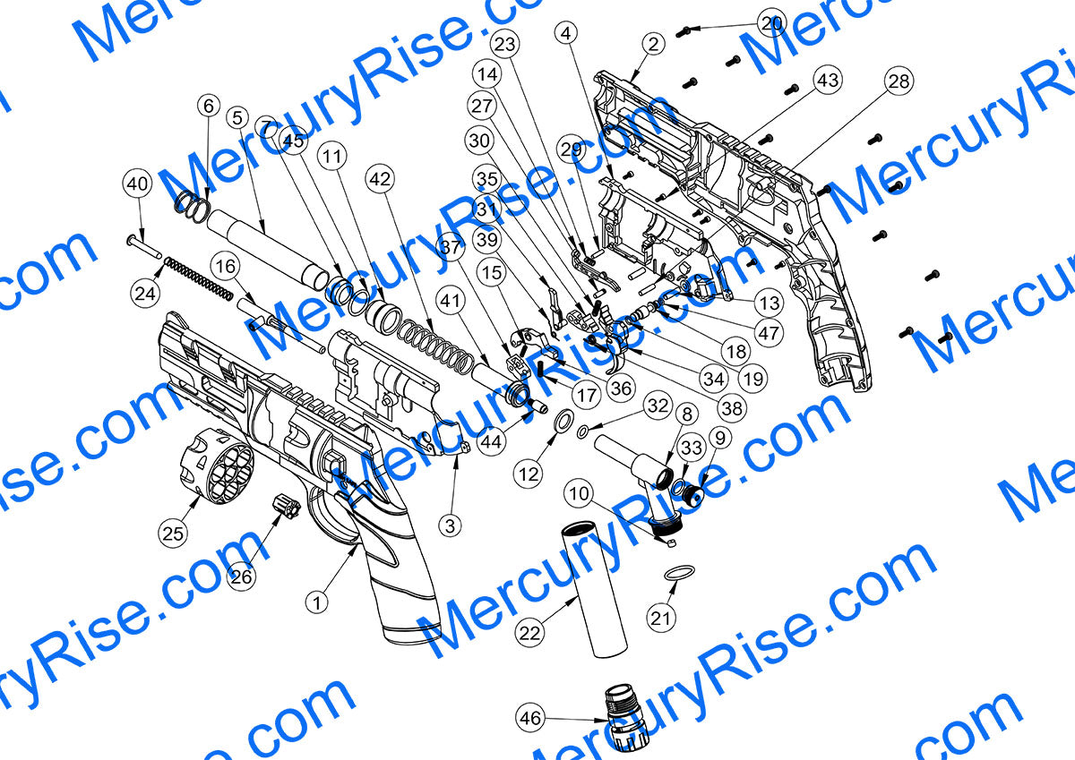 Mercury Rise Torpedo Revolver .50 Caliber Training Pistol Replacement Parts