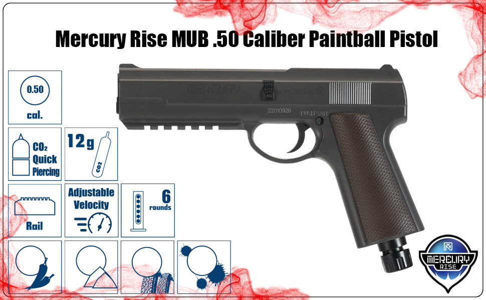 Mercury Rise MUB .50 Caliber Non Blowback Training Pistol Paintball Gu